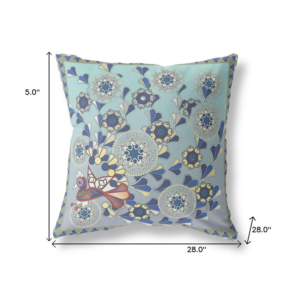 28" x 28" Brown Blown Seam Floral Indoor Outdoor Throw Pillow. Picture 6