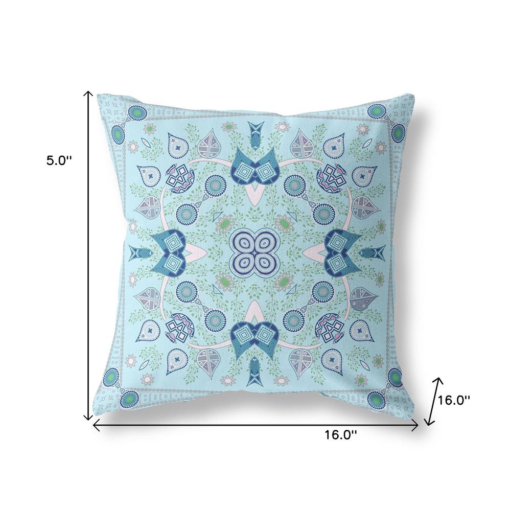 16" X 16" Light White Blown Seam Floral Indoor Outdoor Throw Pillow. Picture 7