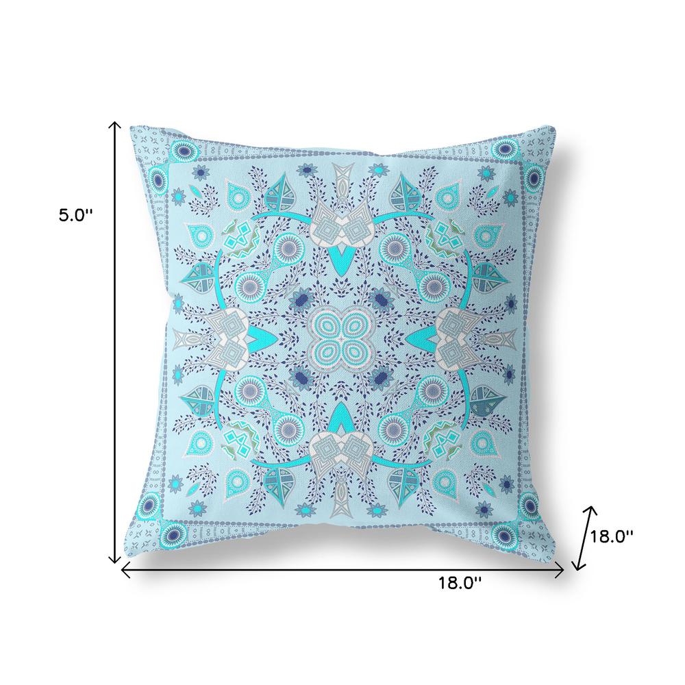 18" X 18" Light Grey Blown Seam Floral Indoor Outdoor Throw Pillow. Picture 7