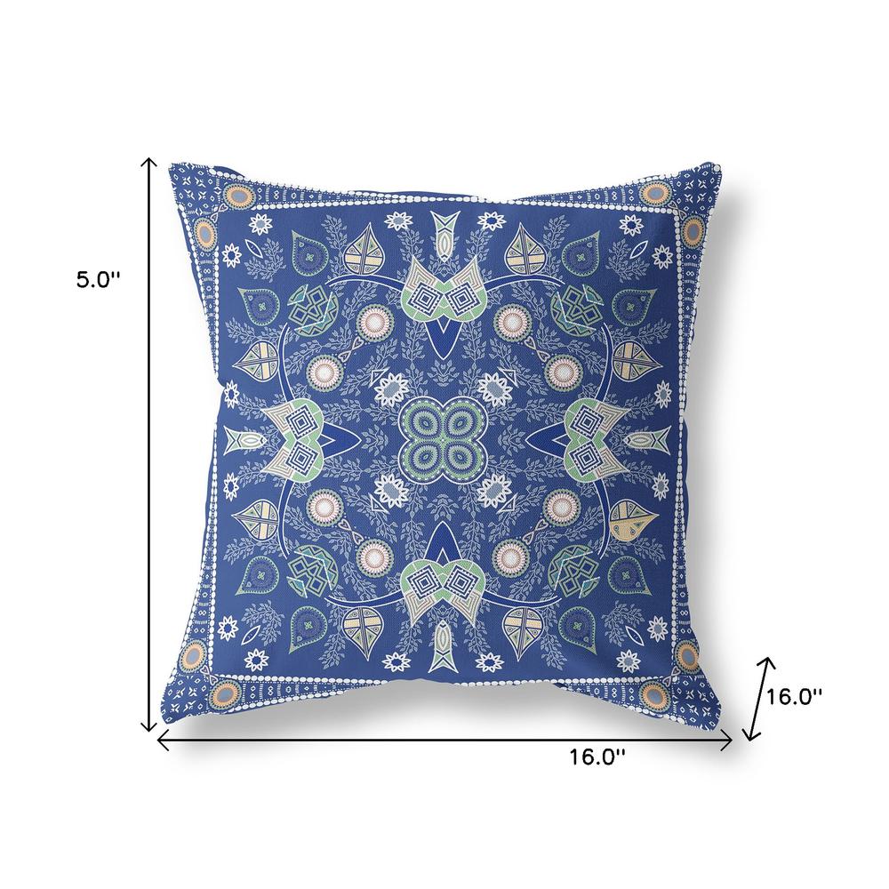 16" X 16" Midnight White Blown Seam Floral Indoor Outdoor Throw Pillow. Picture 7