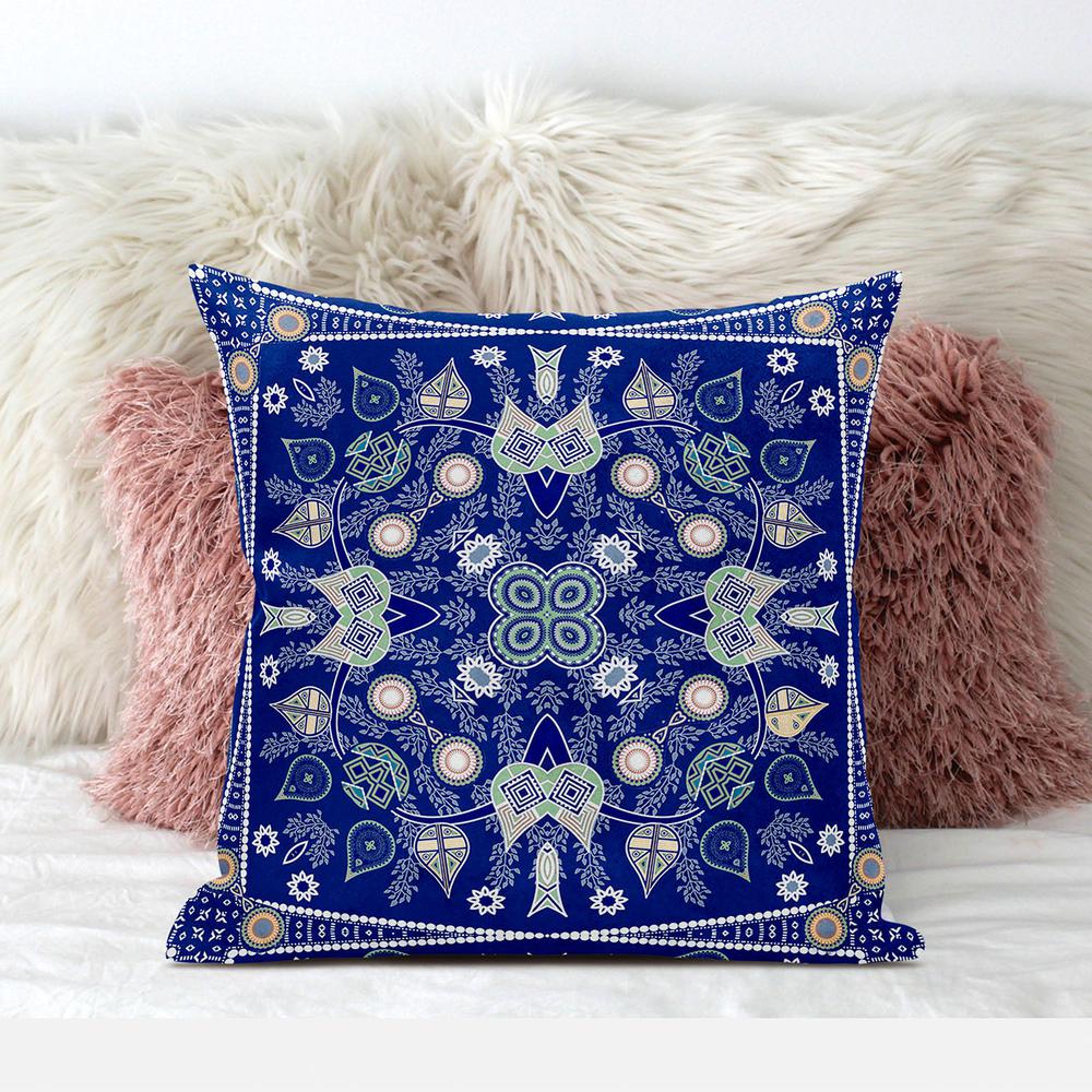 26" X 26" Midnight White Blown Seam Floral Indoor Outdoor Throw Pillow. Picture 3