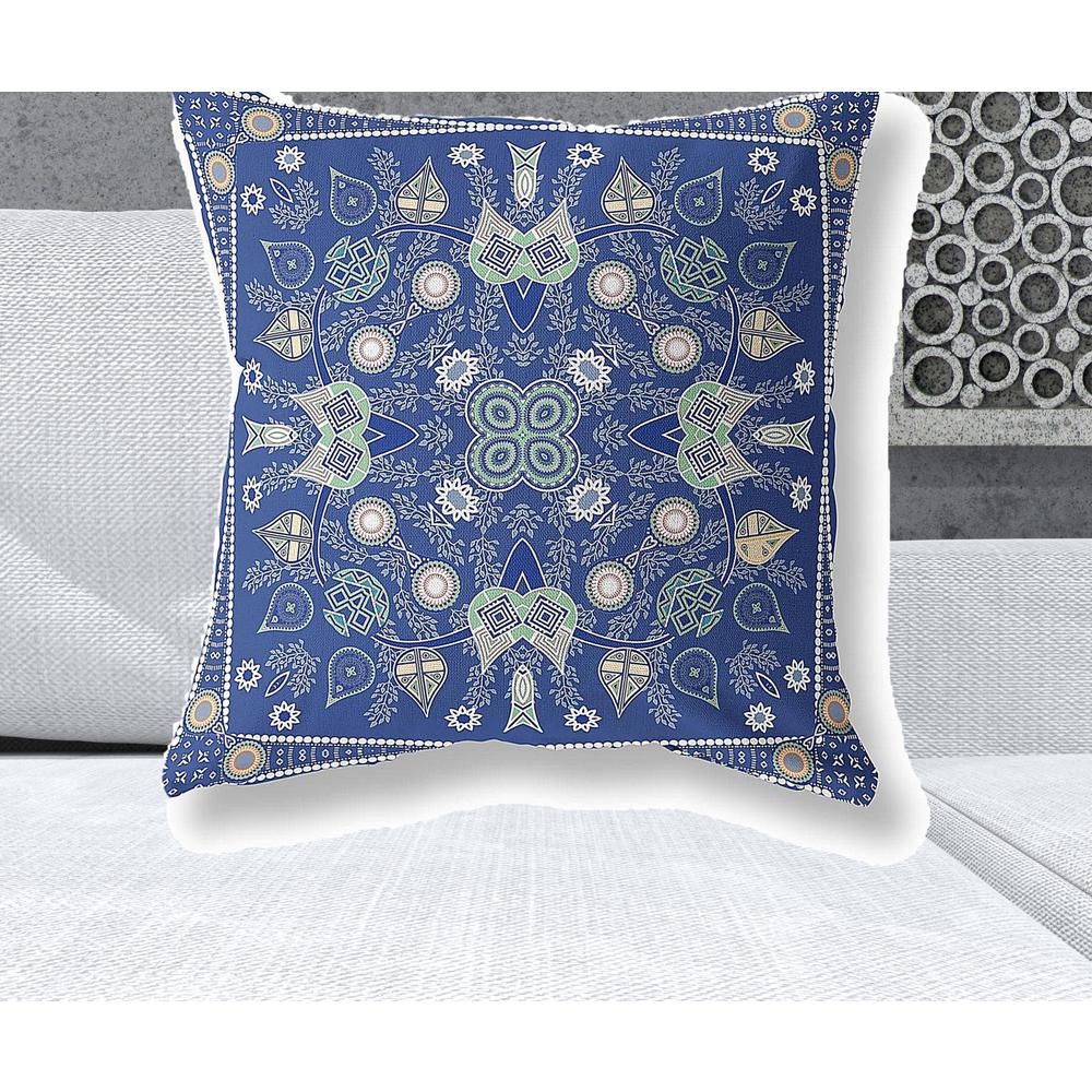 26" X 26" Midnight White Blown Seam Floral Indoor Outdoor Throw Pillow. Picture 2