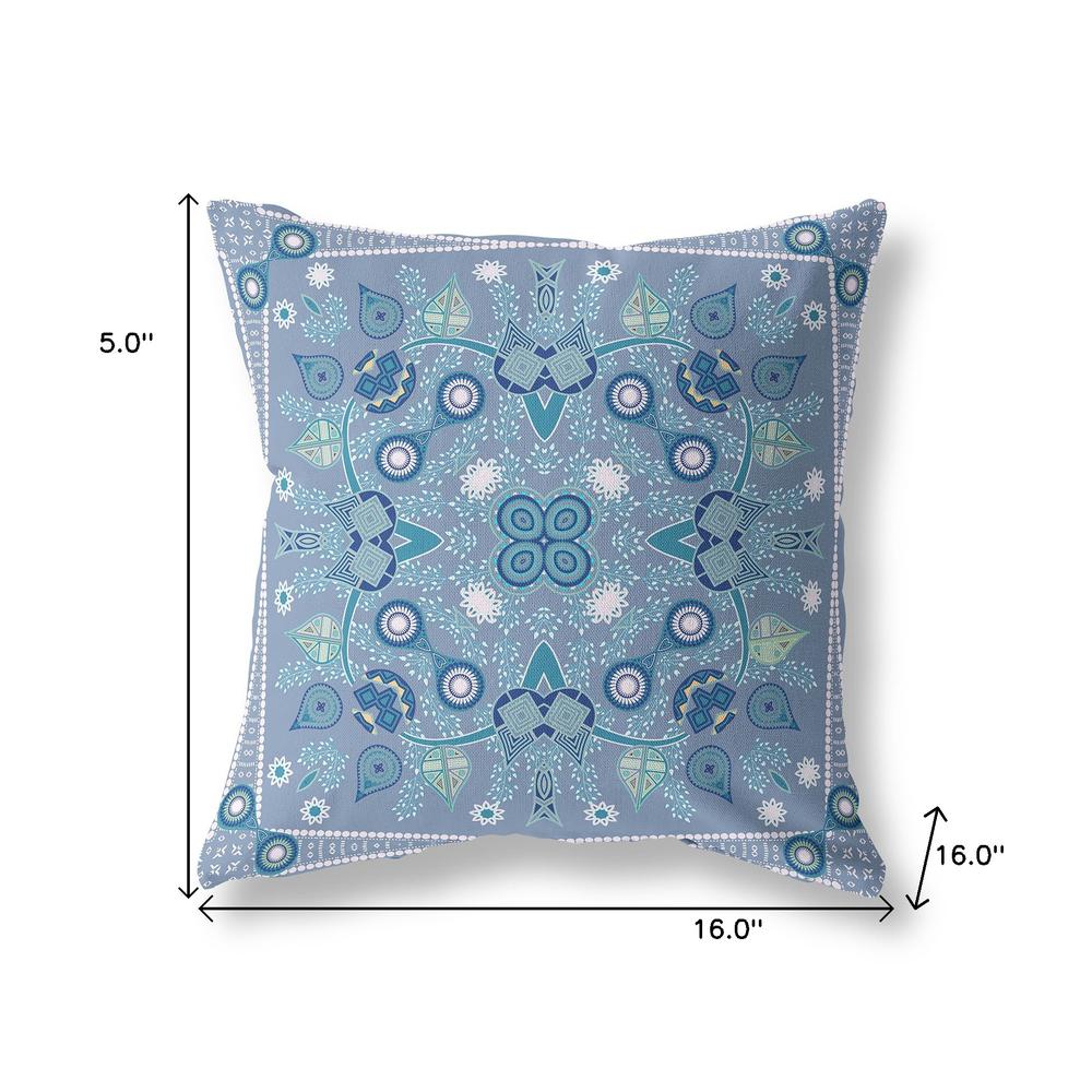 16" X 16" Muted White Blown Seam Floral Indoor Outdoor Throw Pillow. Picture 7