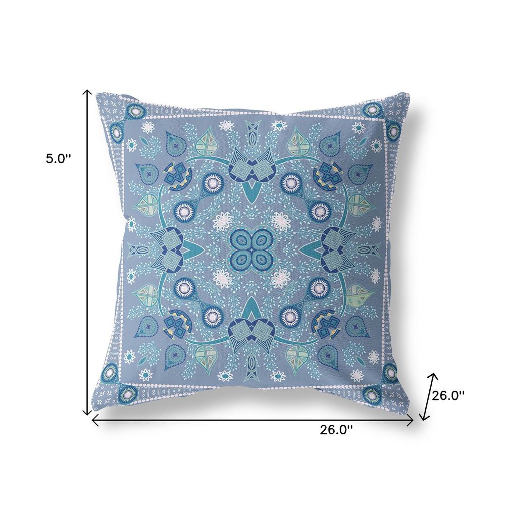 26" X 26" Muted White Blown Seam Floral Indoor Outdoor Throw Pillow. Picture 7