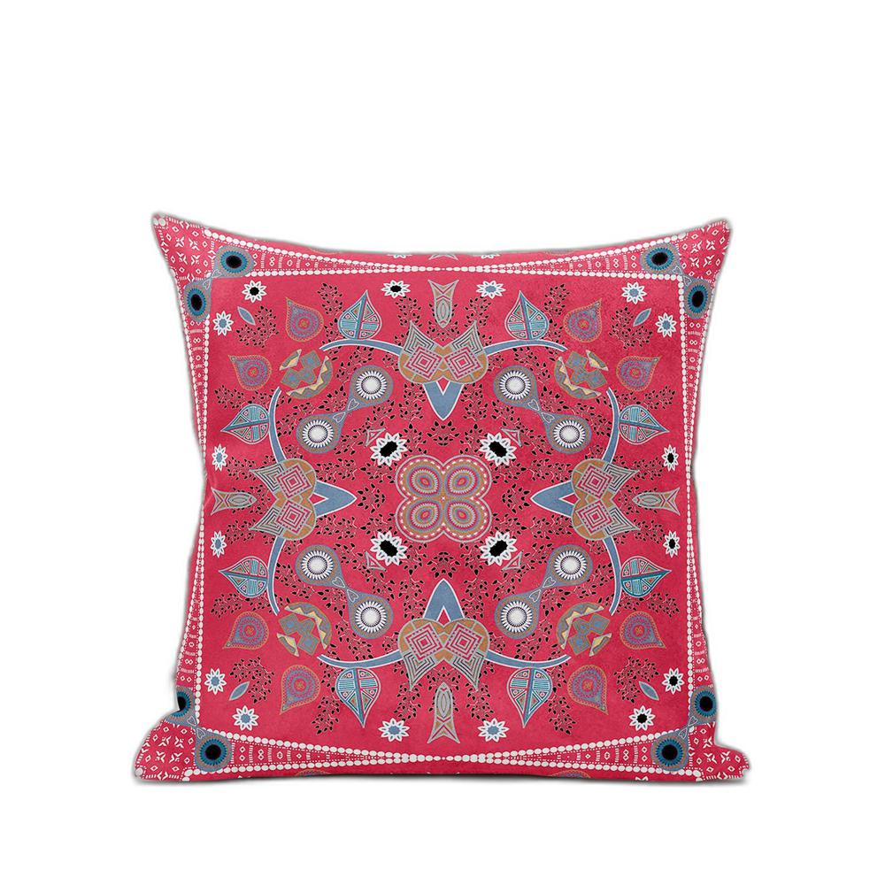 20" x 20" Red Blown Seam Paisley Indoor Outdoor Throw Pillow. Picture 4