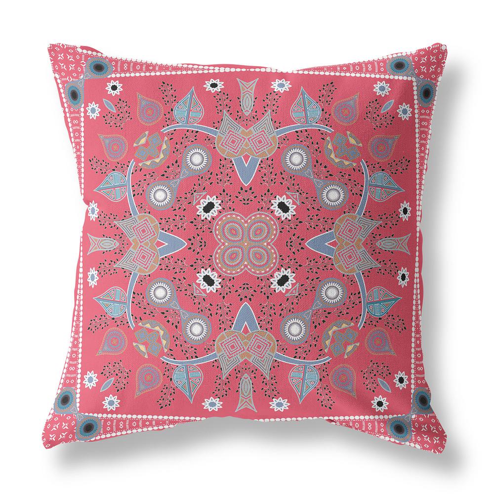 28" x 28" Red Blown Seam Paisley Indoor Outdoor Throw Pillow. Picture 2