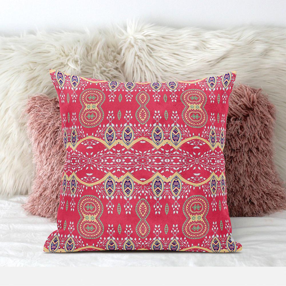 26" x 26" Red Blown Seam Paisley Indoor Outdoor Throw Pillow. Picture 6