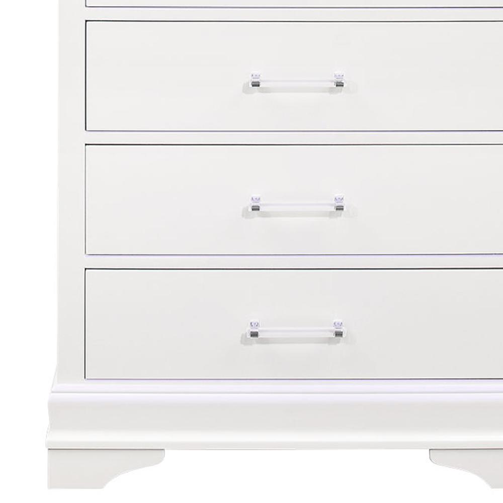 16" White Solid Wood Five Drawer Chest with LED Lighting. Picture 6