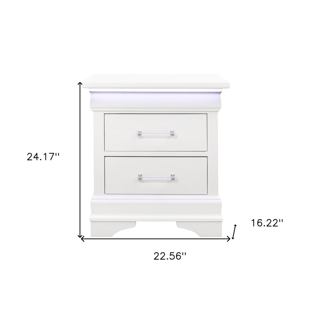 24" White Two Drawer Nightstand. Picture 6