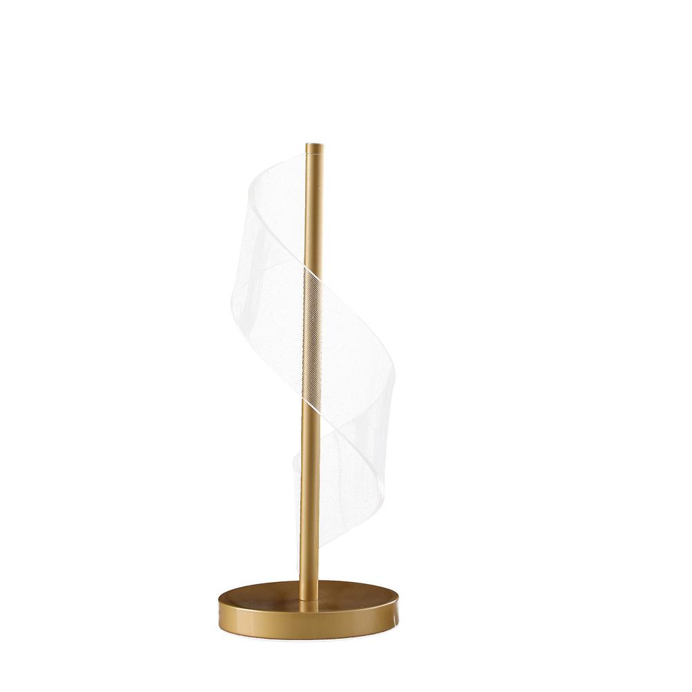19" Gold Modern Swirl Metal and  Acrylic LED Table Lamp. Picture 1