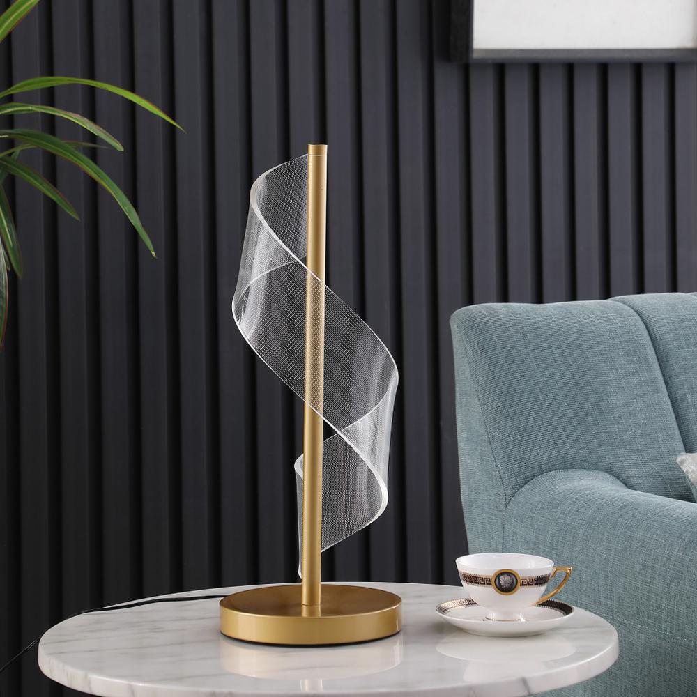 19" Gold Modern Swirl Metal and  Acrylic LED Table Lamp. Picture 4