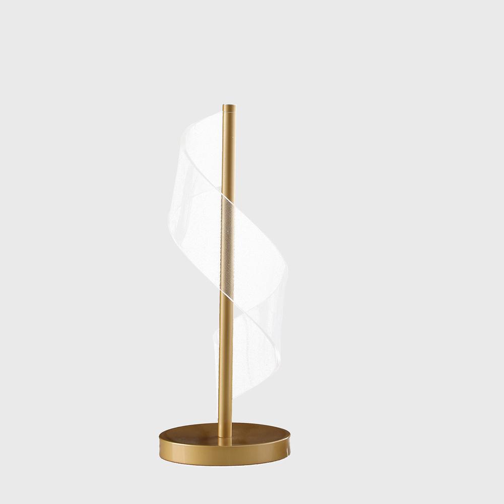 19" Gold Modern Swirl Metal and  Acrylic LED Table Lamp. Picture 3