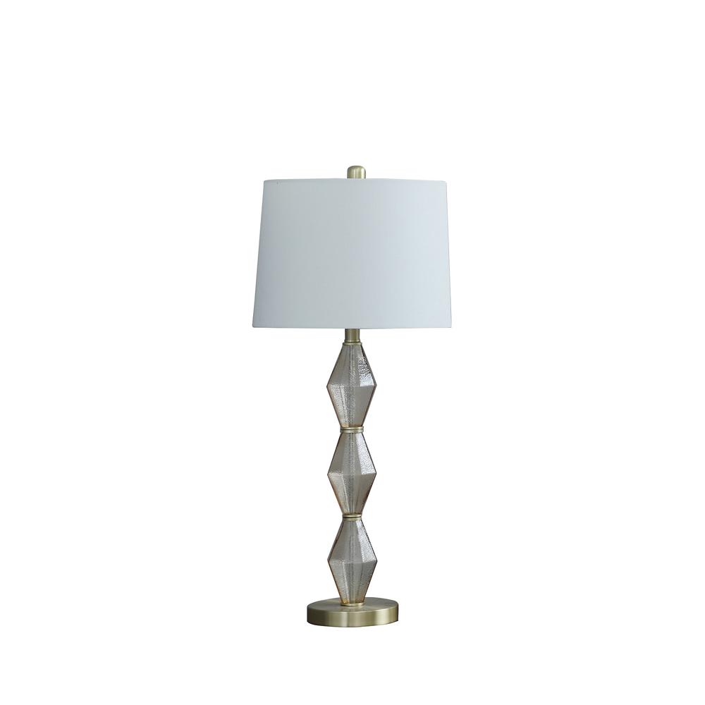 30" Brushed Gold Geo Glass Table Lamp With Shade. Picture 2