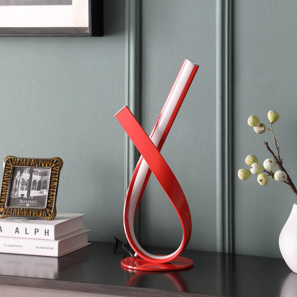 17" Red Modern Abstract Ribbons Table Lamp. Picture 4