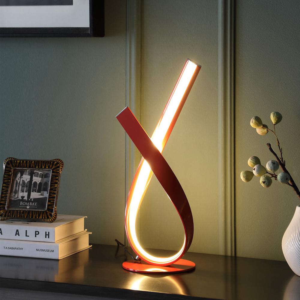 17" Red Modern Abstract Ribbons Table Lamp. Picture 5