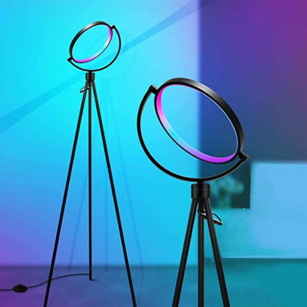 60" Black LED Tripod Color Changing Floor Lamp With Globe. Picture 6
