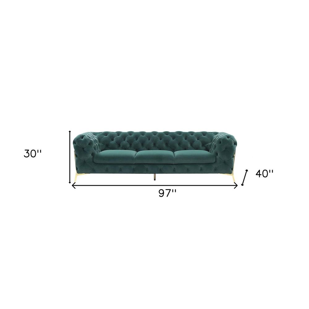 Three Piece Green Velvet Six Person Seating Set. Picture 7
