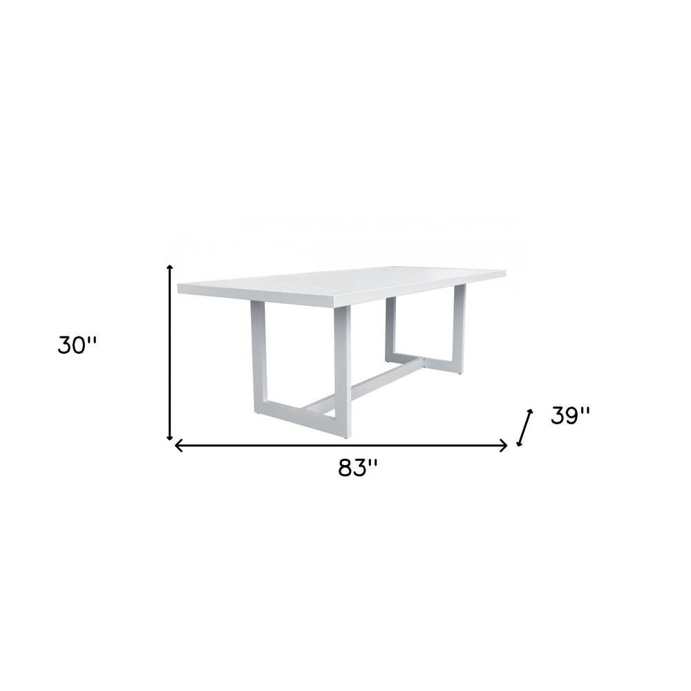 83" White Metal Outdoor Dining Table. Picture 8