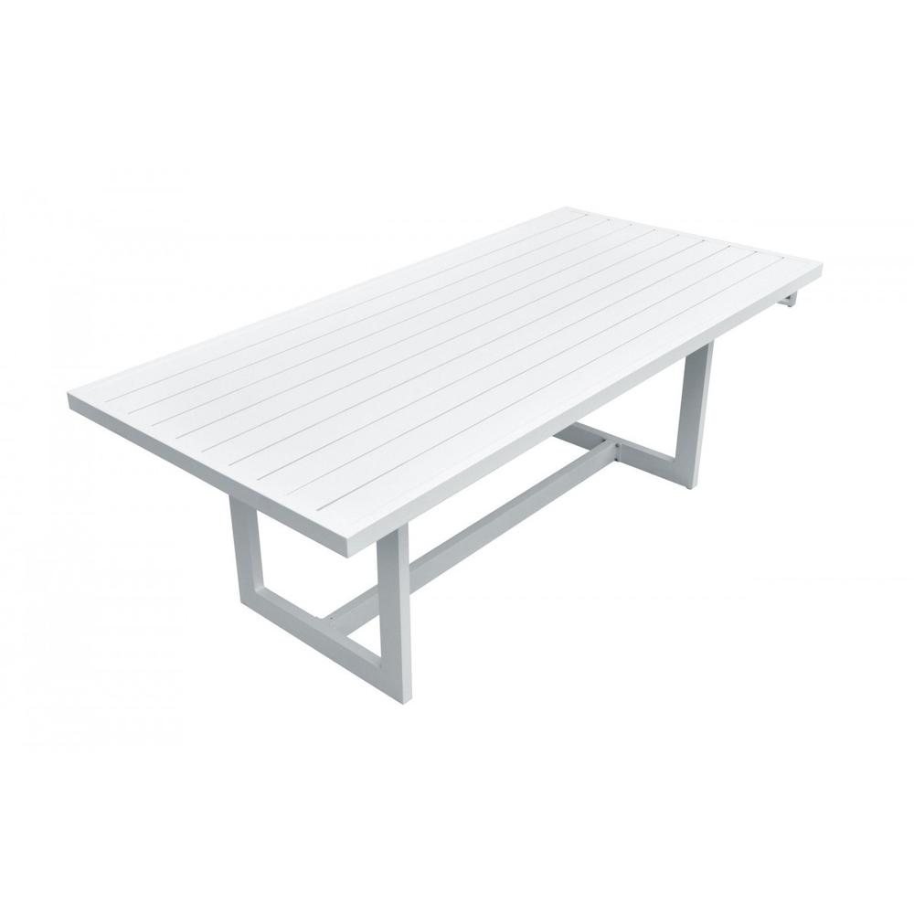 83" White Metal Outdoor Dining Table. Picture 3