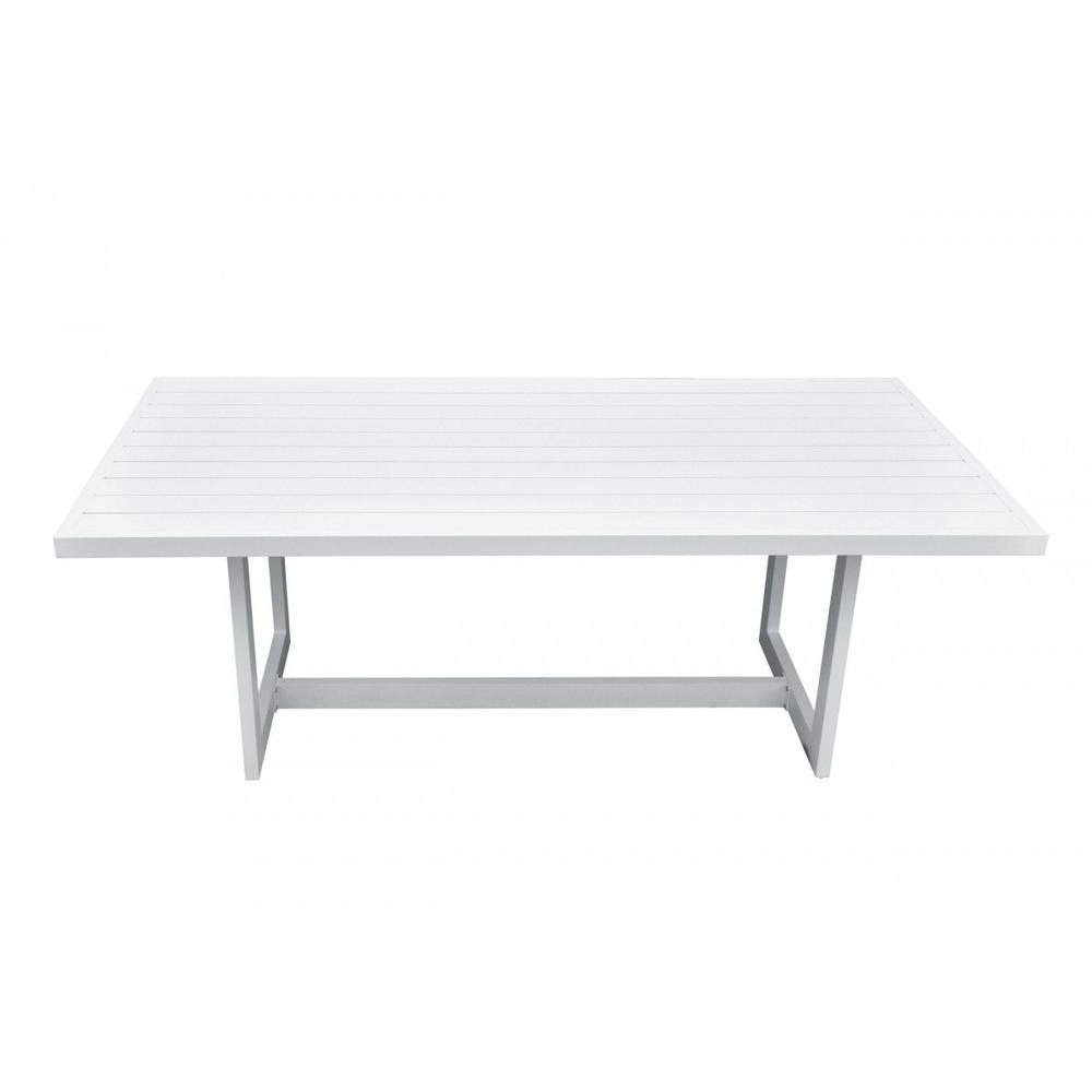 83" White Metal Outdoor Dining Table. Picture 4