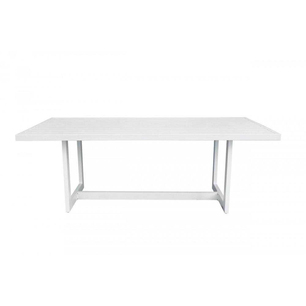 83" White Metal Outdoor Dining Table. Picture 5