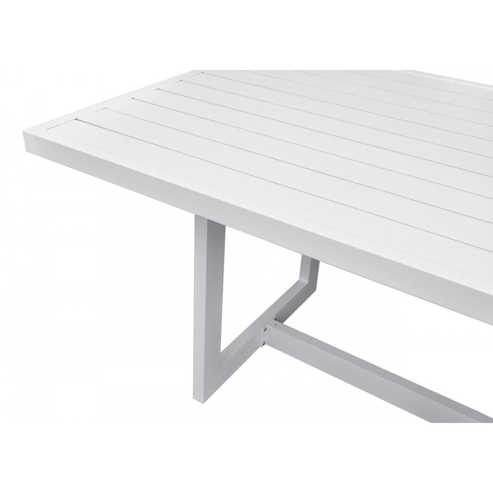 83" White Metal Outdoor Dining Table. Picture 7
