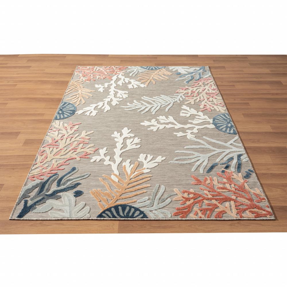 8' X 10' Blue And Gray Abstract Stain Resistant Indoor Outdoor Area Rug. Picture 2