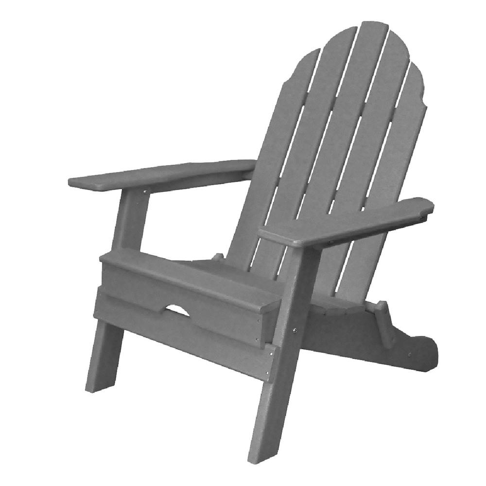 30" Gray Heavy Duty Plastic Adirondack Chair. Picture 4