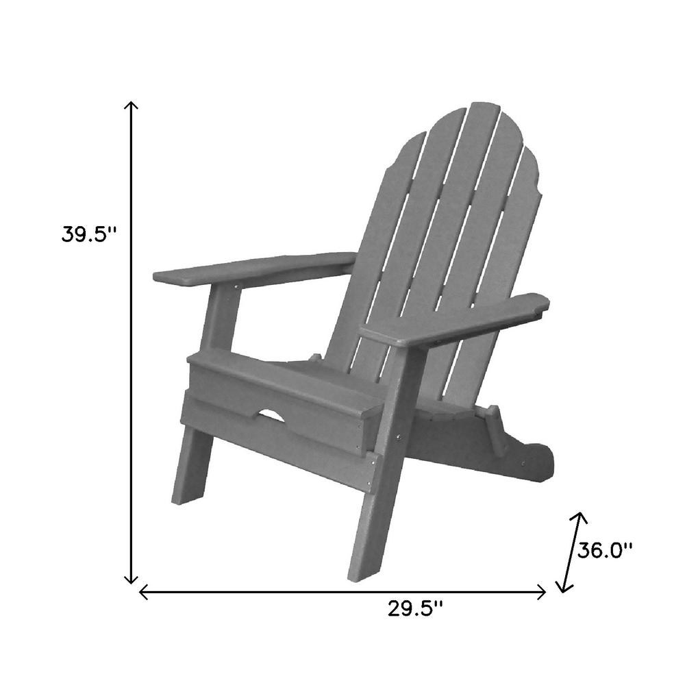30" Gray Heavy Duty Plastic Adirondack Chair. Picture 5