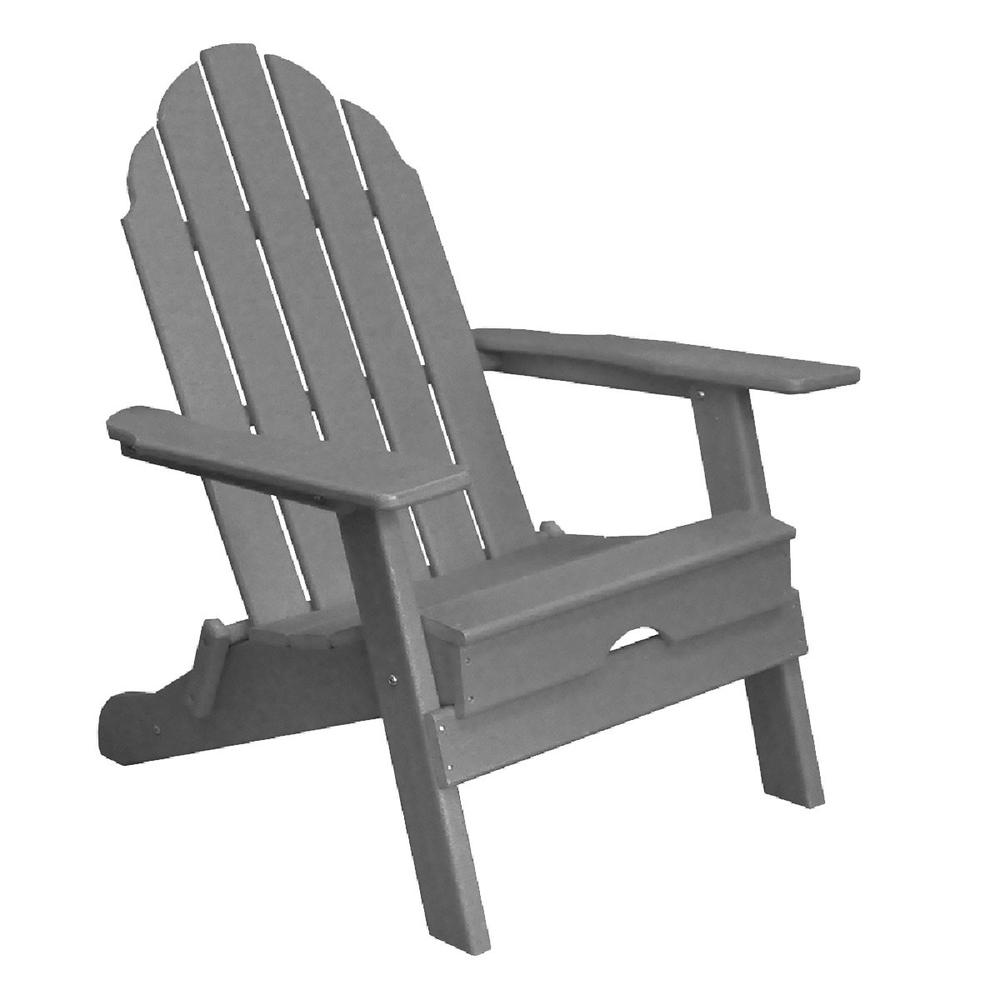 30" Gray Heavy Duty Plastic Adirondack Chair. Picture 2