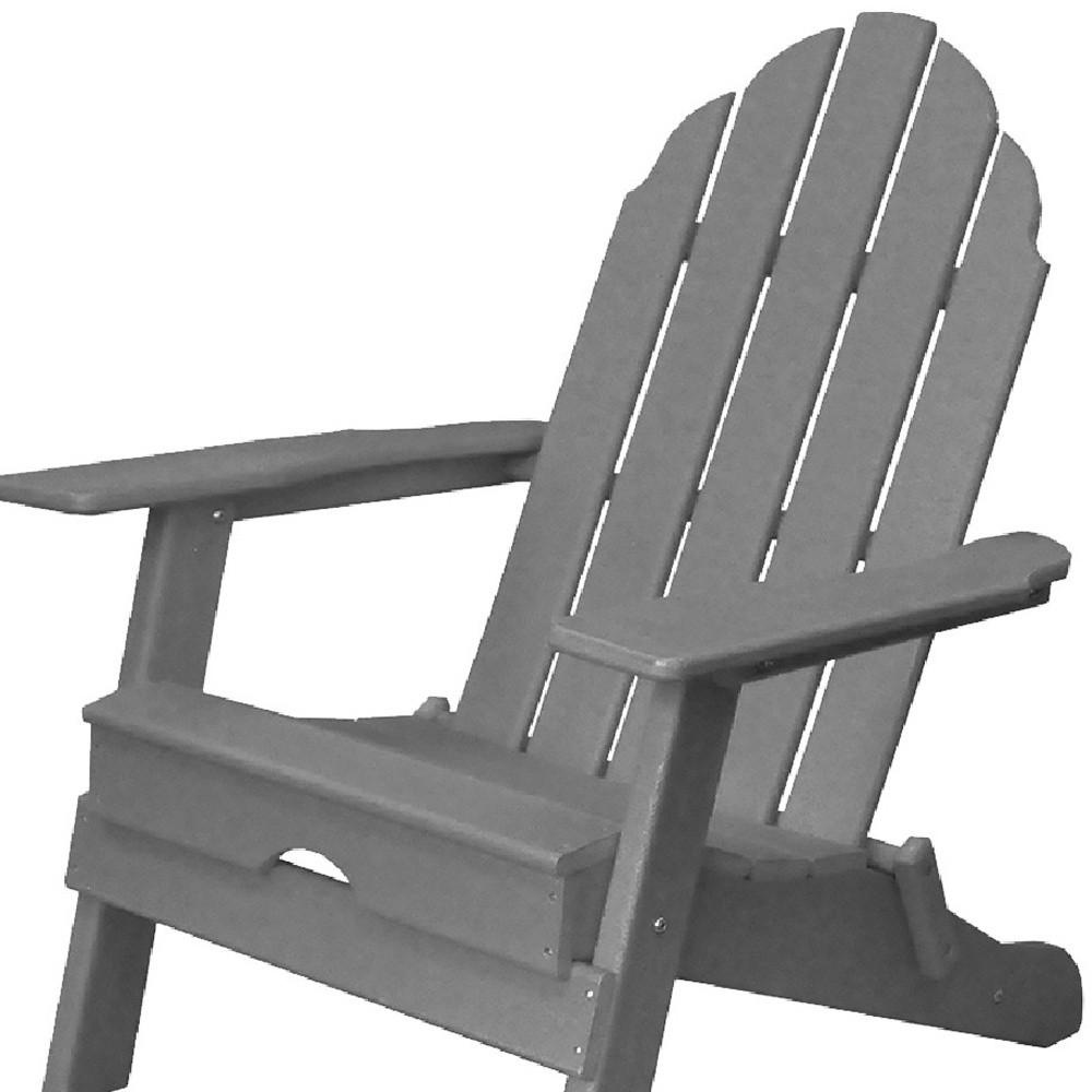 30" Gray Heavy Duty Plastic Adirondack Chair. Picture 3