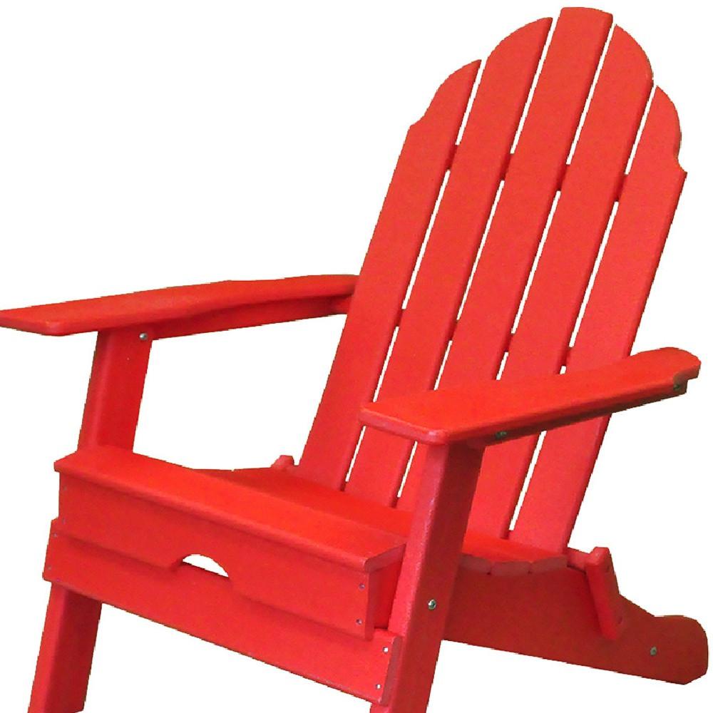 30" Red Heavy Duty Plastic Adirondack Chair. Picture 3