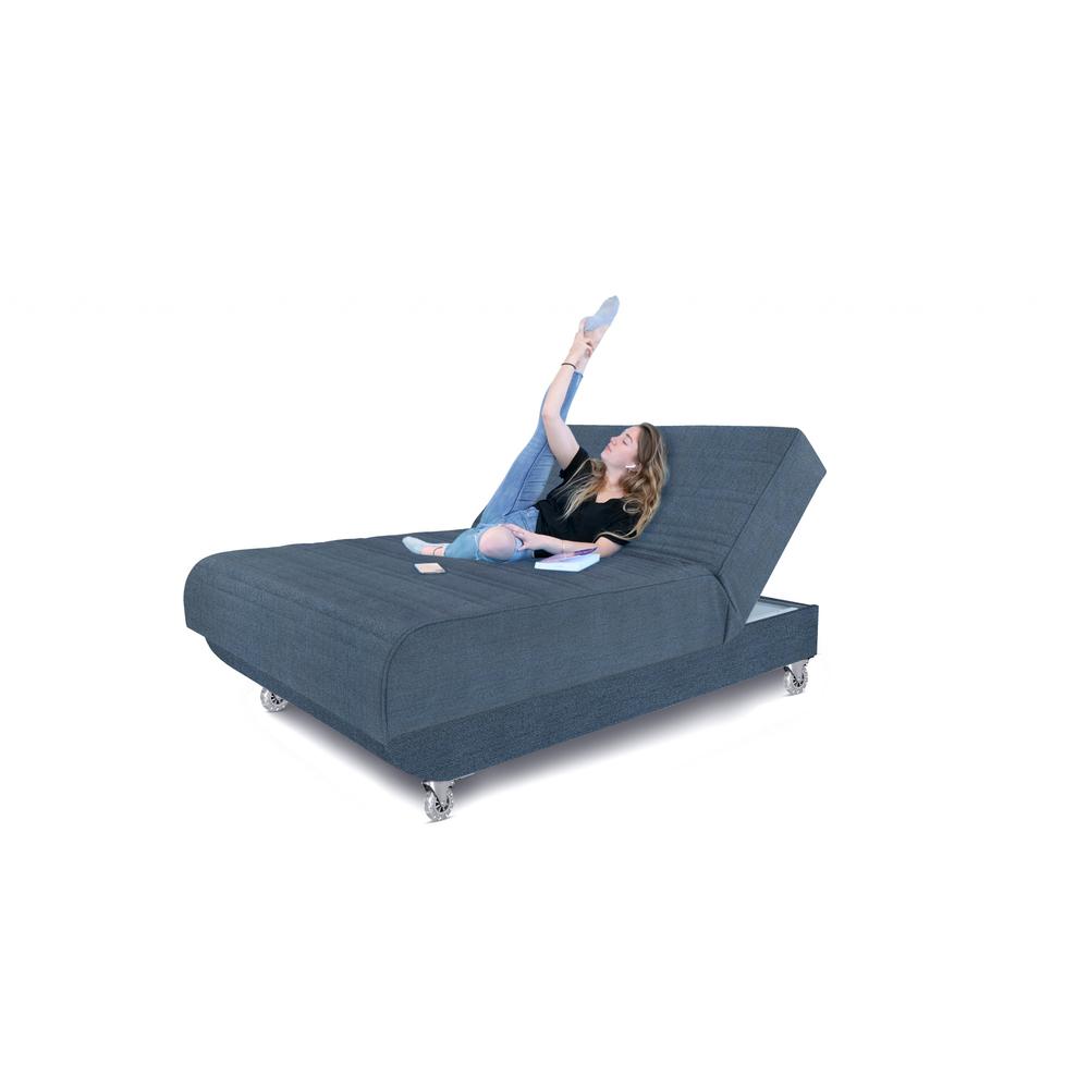 Blue Jeans and Blue Full Adjustable Upholstered Polyester No Bed with Mattress. Picture 1