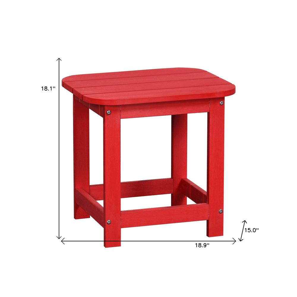 19" Red Resin Outdoor Side Table. Picture 5