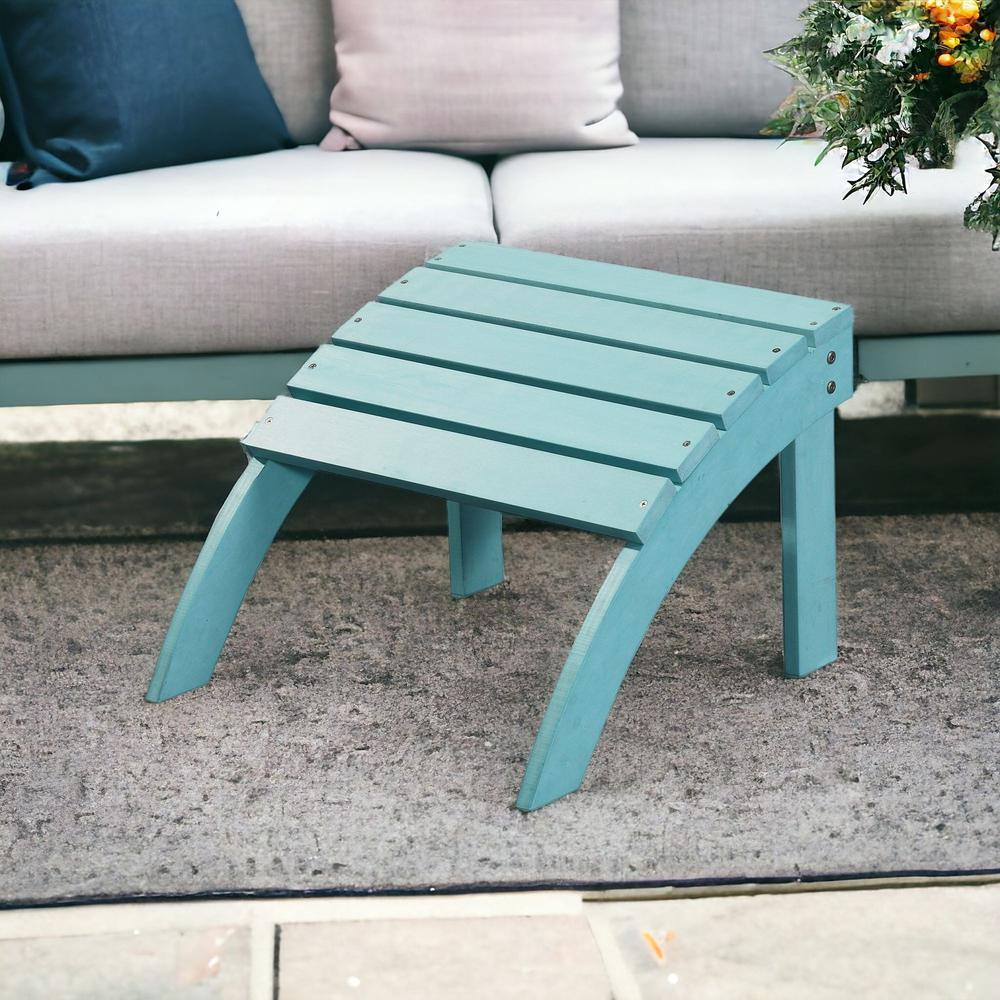 19" Blue Indoor Outdoor Footstool Ottoman. Picture 3