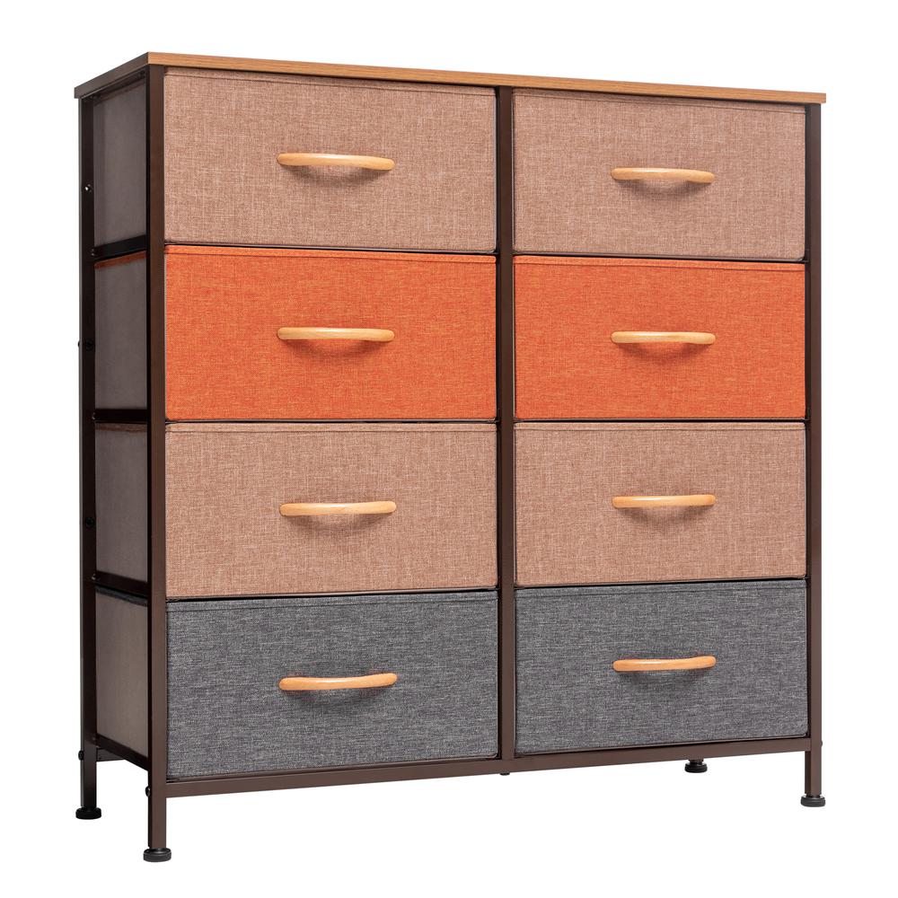 32" Brown Steel and Fabric Eight Drawer Chest. Picture 1