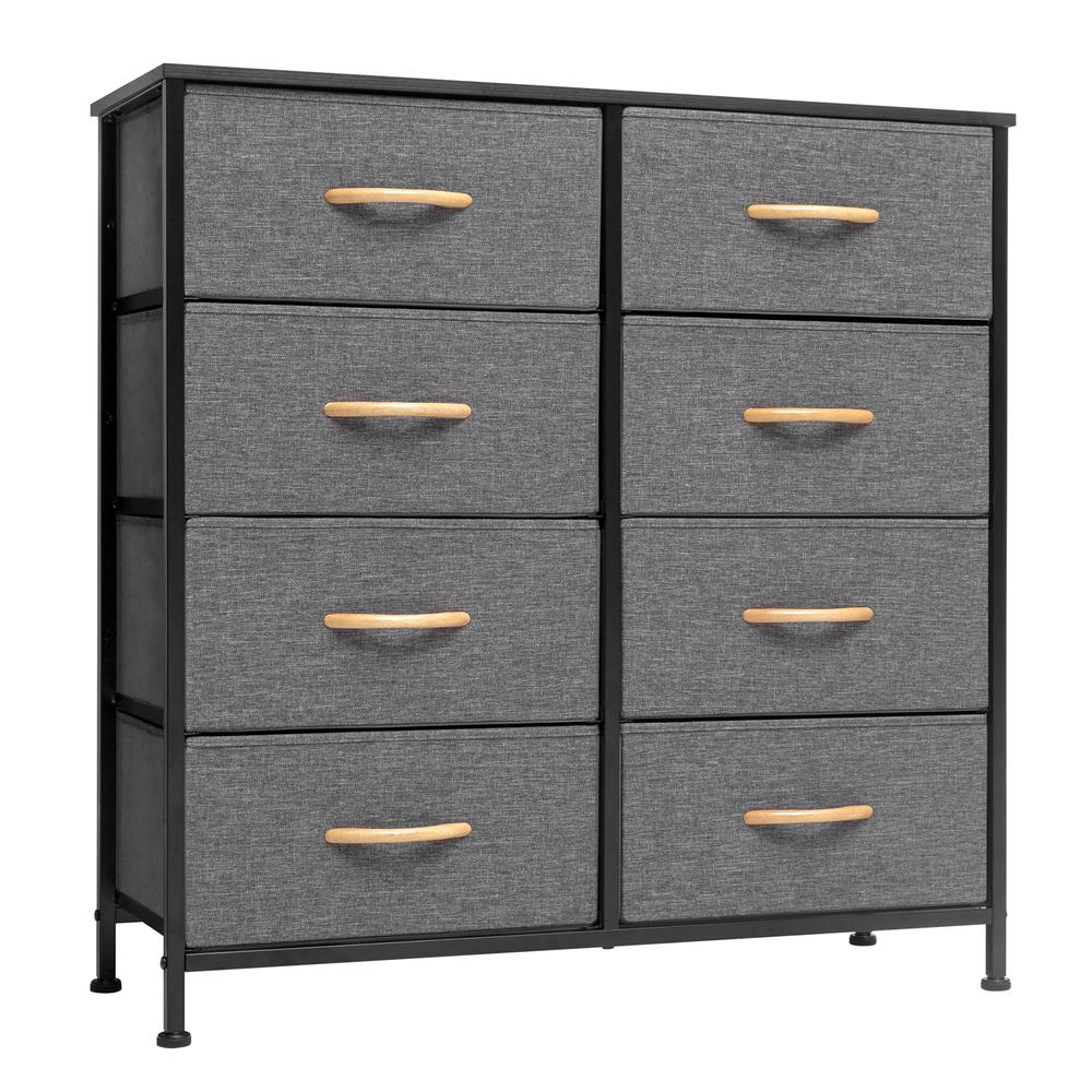 32" Gray and Black Steel and Fabric Eight Drawer Chest. Picture 1