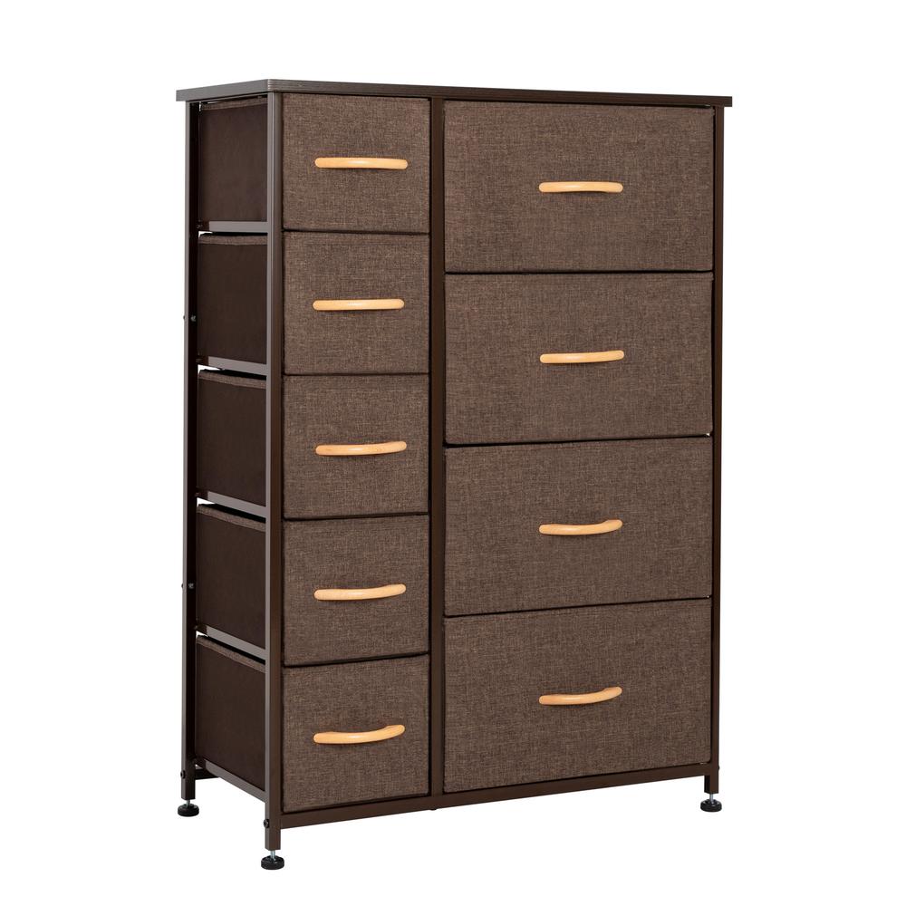 27" Brown Steel and Fabric Nine Drawer Combo Dresser. Picture 1