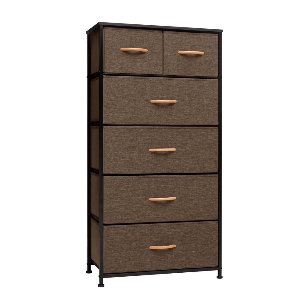 23" Brown Steel and Fabric Six Drawer Combo Dresser. Picture 1