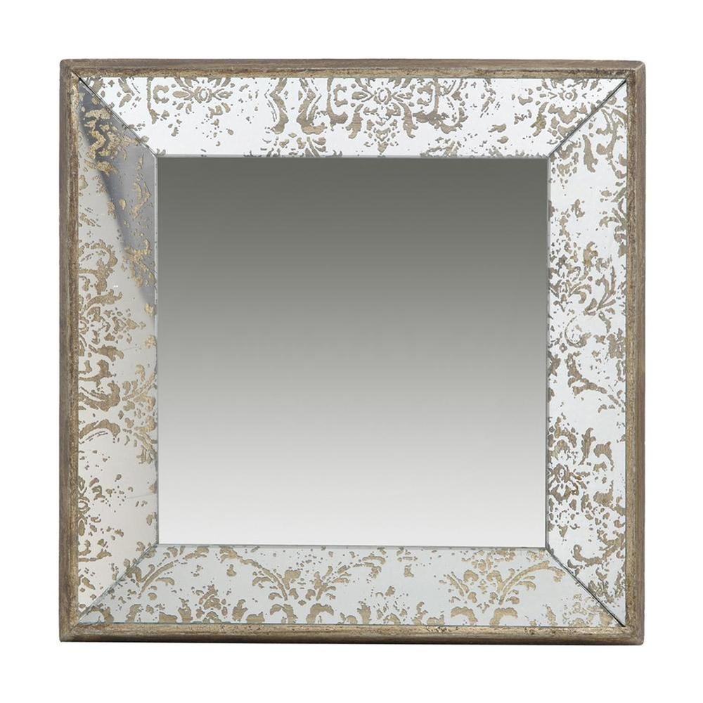 15" Square Vintage Style Wall Mounted Accent Mirror. Picture 1