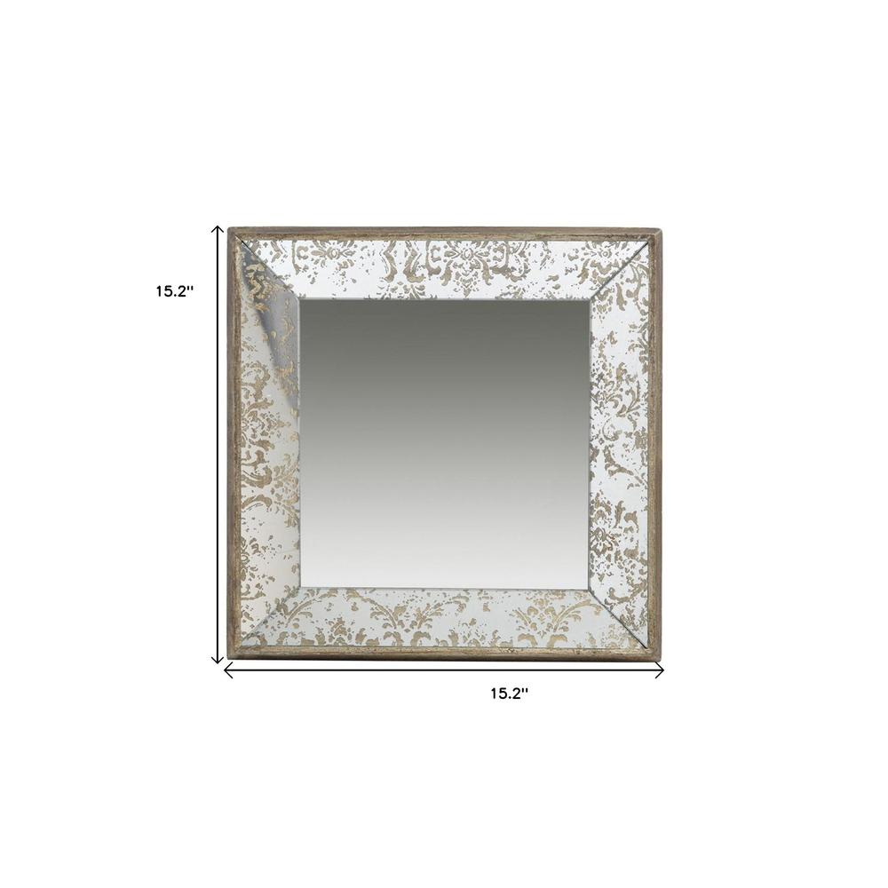 15" Square Vintage Style Wall Mounted Accent Mirror. Picture 6