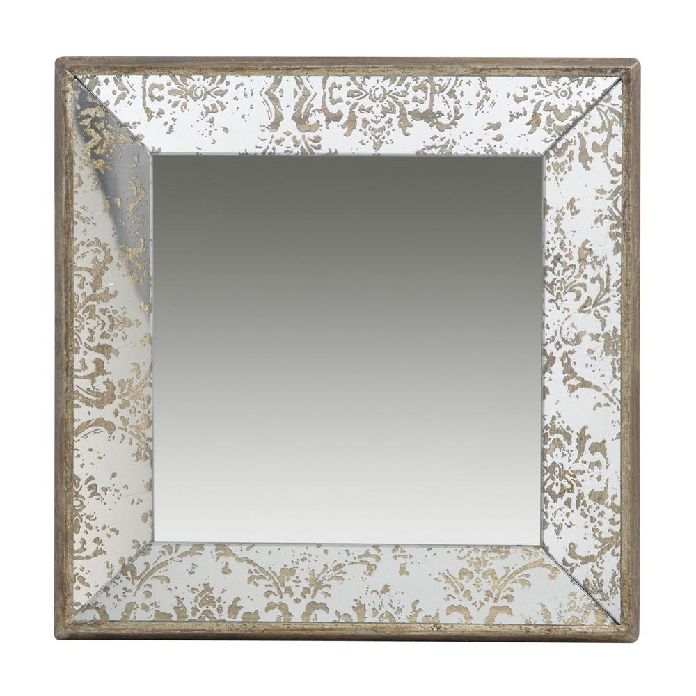 24" Square Vintage Style Wall Mounted Accent Mirror. Picture 1