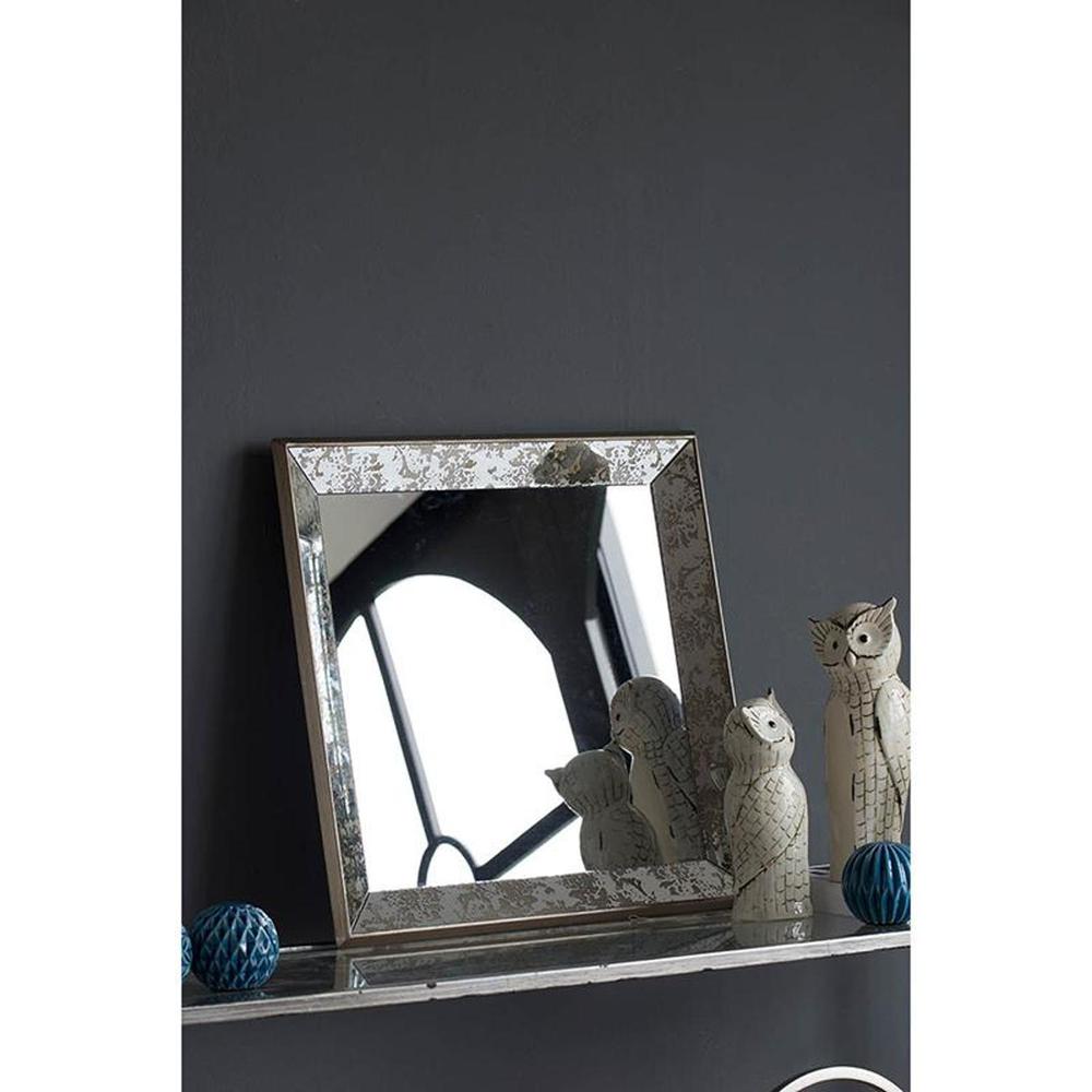 24" Square Vintage Style Wall Mounted Accent Mirror. Picture 6