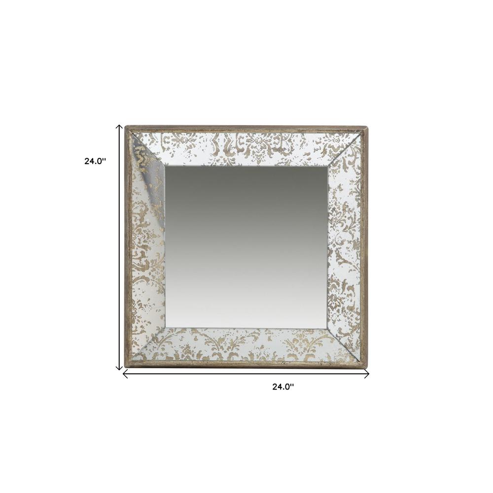 24" Square Vintage Style Wall Mounted Accent Mirror. Picture 7