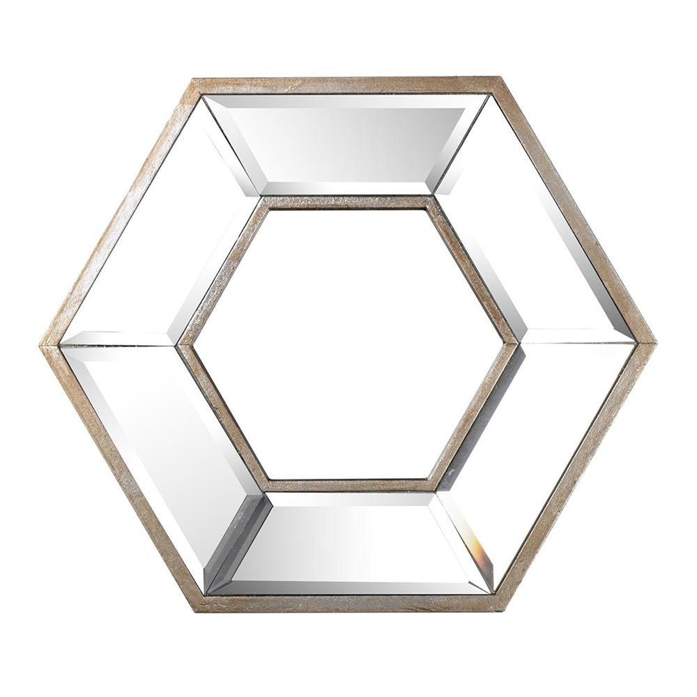 12" Silver Hexagon Wall Mounted Accent Mirror. Picture 2