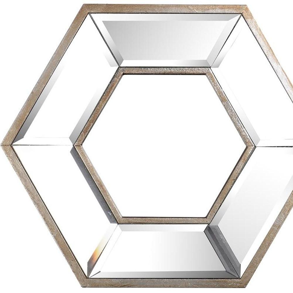12" Silver Hexagon Wall Mounted Accent Mirror. Picture 3