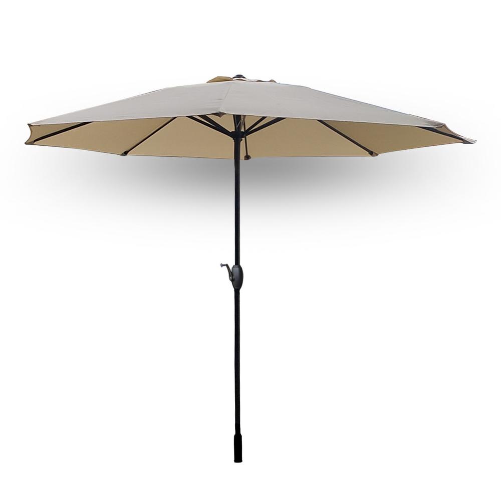 9' Beige Polyester Hexagonal Market Patio Umbrella. Picture 1