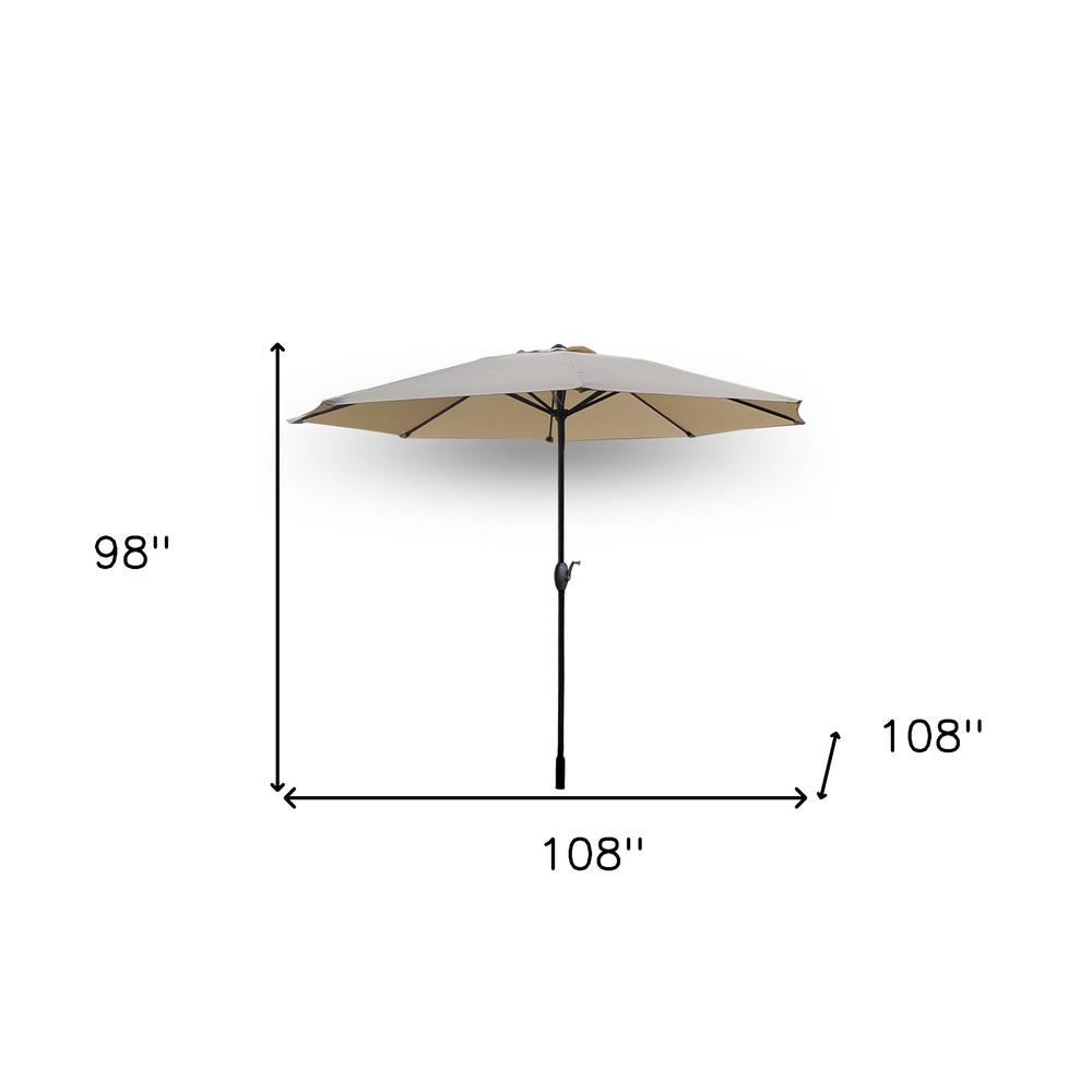 9' Beige Polyester Hexagonal Market Patio Umbrella. Picture 5