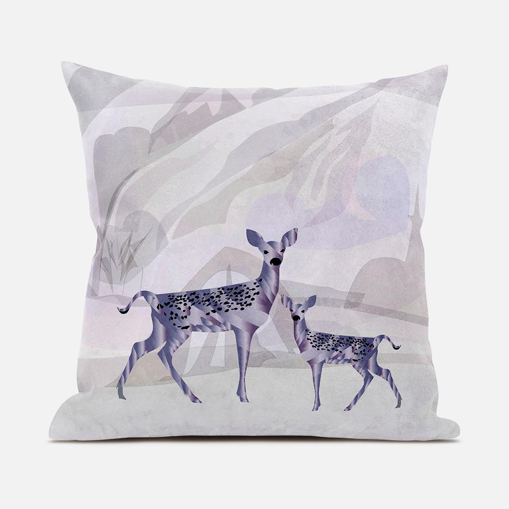 BeigeBlack Purple Brown Deer Blown Seam Broadcloth Animal Print Throw Pillow. Picture 1