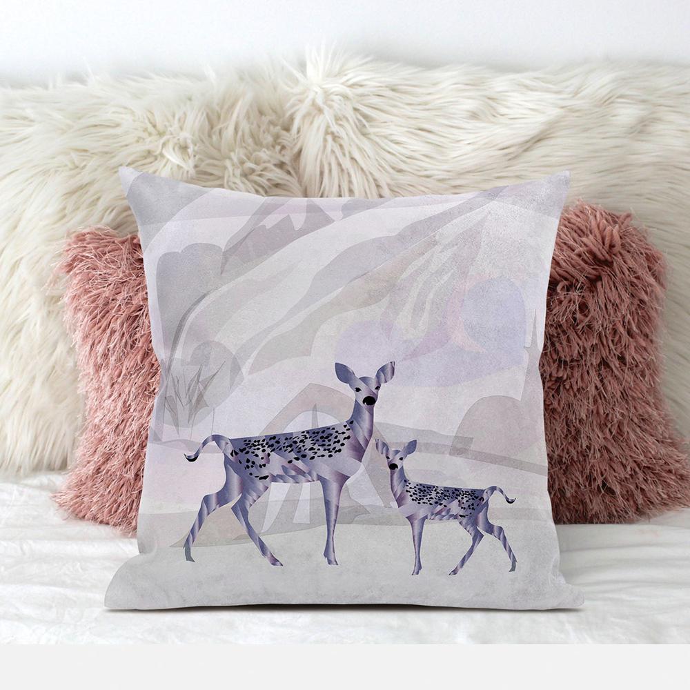 BeigeBlack Purple Brown Deer Blown Seam Broadcloth Animal Print Throw Pillow. Picture 3